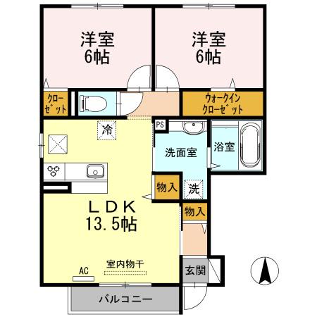 セント レイ(2LDK/1階)の間取り写真