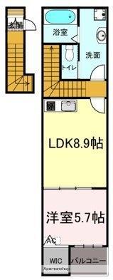 ナディア A(1LDK/2階)の間取り写真