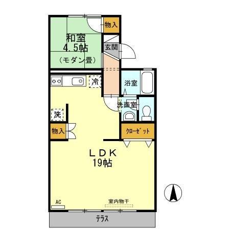 パレーシャル金谷(1LDK/1階)の間取り写真