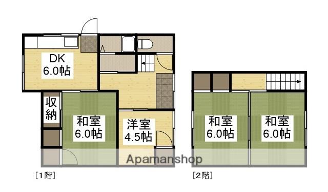 本四備讃線 児島駅 徒歩56分 2階建 築53年(4DK)の間取り写真