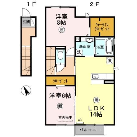 D-ROOM・SW(2LDK/2階)の間取り写真