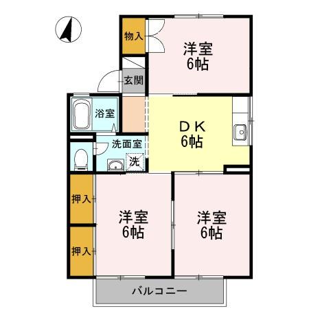 サンメゾン小池C棟(3DK/1階)の間取り写真