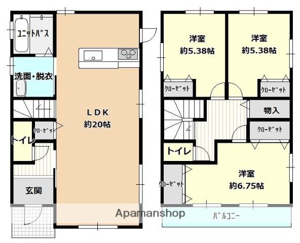 吉備線 総社駅 徒歩24分 2階建 築8年(3LDK)の間取り写真