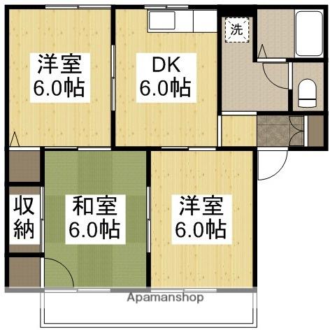ロイヤルガーデンC棟(3DK/1階)の間取り写真