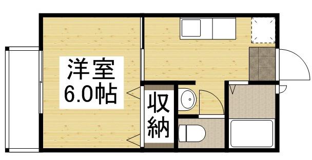 ベルミィー鴨方(1K/1階)の間取り写真