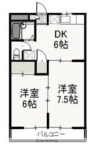 ディアトレス下中野(2DK/2階)の間取り写真