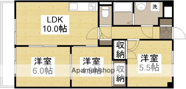 ネクスト倉田 東館(3LDK/3階)の間取り写真