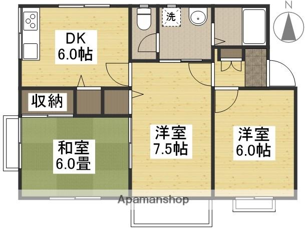 サンビレッジ国府D棟(3DK/2階)の間取り写真