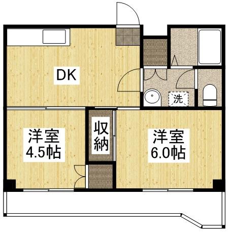 グランツ西古松2(2DK/2階)の間取り写真