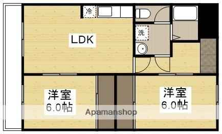平和ビル(2LDK/2階)の間取り写真