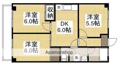 成広京町マンション(3DK/3階)の間取り写真