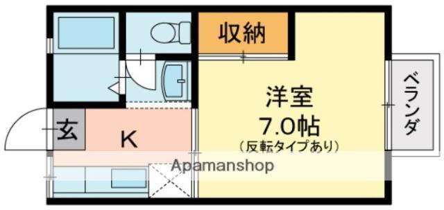 メゾン岡北Ⅱ(1K/2階)の間取り写真