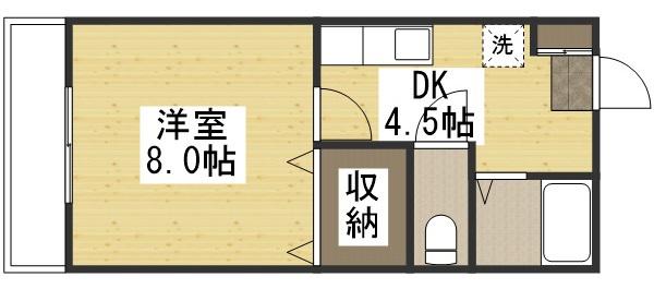 パークサイド安江(1DK/2階)の間取り写真