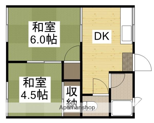 コーポ若竹(2DK/1階)の間取り写真