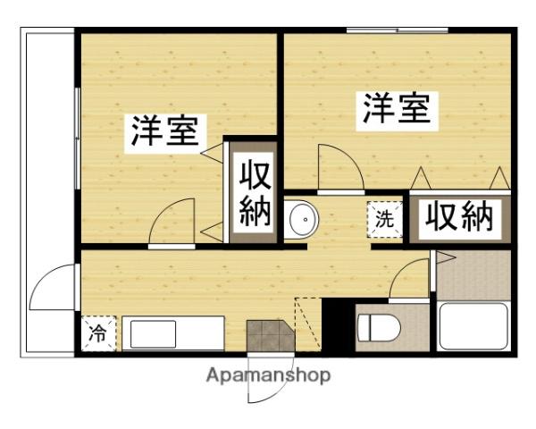 第5・6北村ビル(2K/1階)の間取り写真