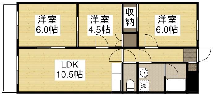 アーバニスト岡山(3LDK/3階)の間取り写真