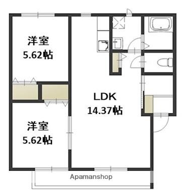 サンパティオ大福Ⅱ(2LDK/2階)の間取り写真