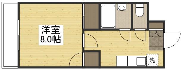 シャトレハイツ大元(1K/2階)の間取り写真