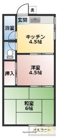 リバティーアパート(2K/2階)の間取り写真