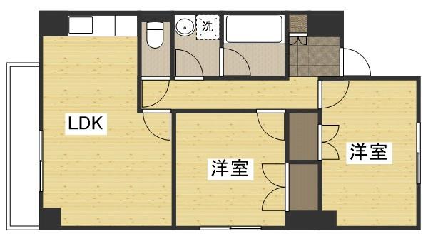 アリベ国富2(2LDK/7階)の間取り写真