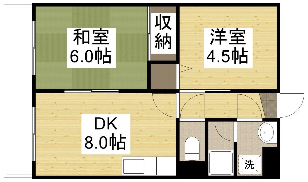 シャトー田益(2DK/2階)の間取り写真