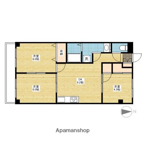 ナチュラルガーデン今(2LDK/3階)の間取り写真