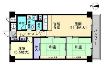コープ野村運動公園(3LDK/4階)の間取り写真