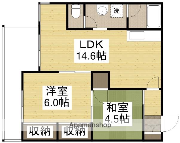 メゾンド岡文館(2LDK/4階)の間取り写真