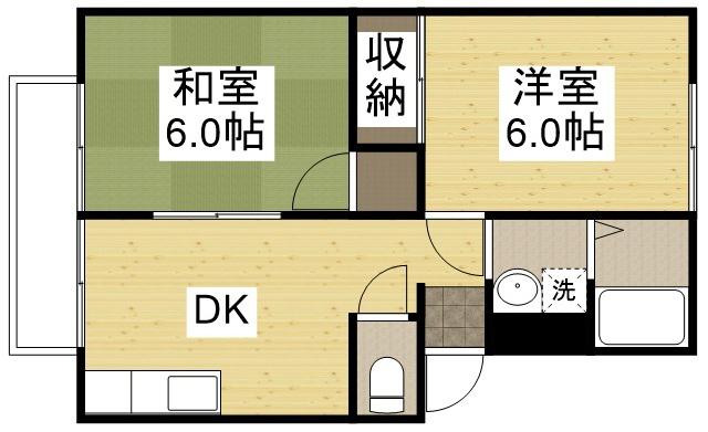 ヴィラ・ウインディアA(2DK/2階)の間取り写真