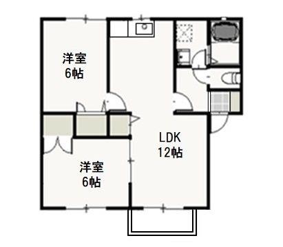 ヴェッセルA(2LDK/2階)の間取り写真
