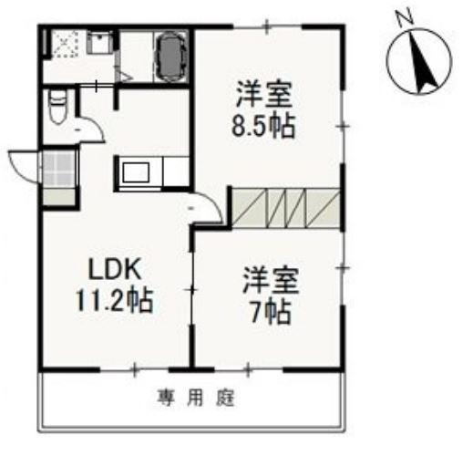 ティエラA(2LDK/1階)の間取り写真