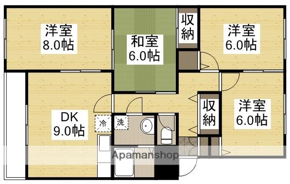 ドルチェ新保(4DK/2階)の間取り写真