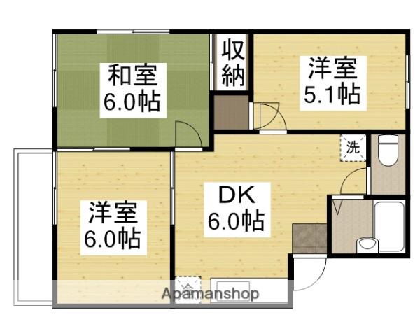PARKコーポA(3DK/2階)の間取り写真