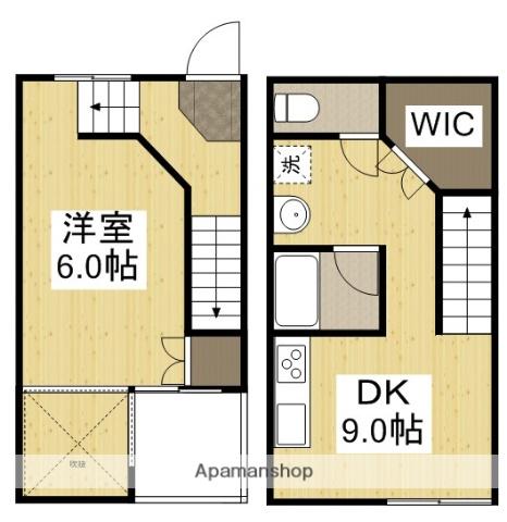 Y・N・G西坂Ⅵ(1DK/1階)の間取り写真