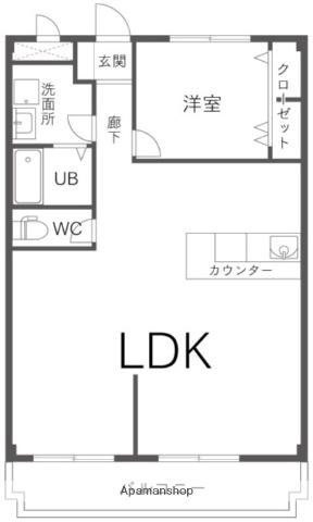 ニューマリッチかわぐち A(1LDK/1階)の間取り写真