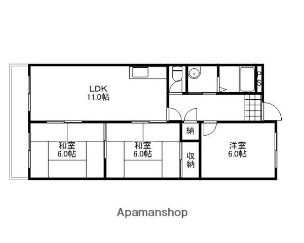 田中センターマンション(3LDK/3階)の間取り写真