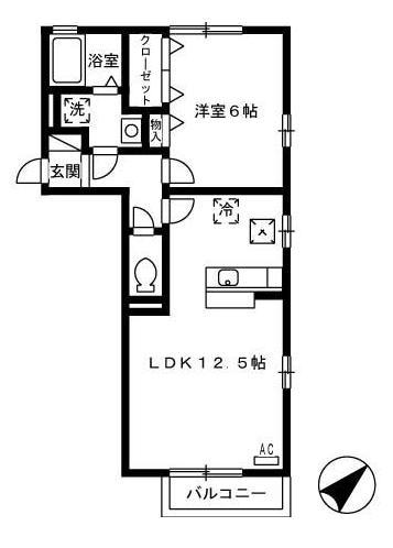 ウィルモア(1LDK/1階)の間取り写真