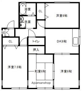 セジュールふくよし(4DK/1階)の間取り写真