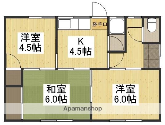 宇野線 備前西市駅 徒歩35分 1階建 築37年(3K)の間取り写真