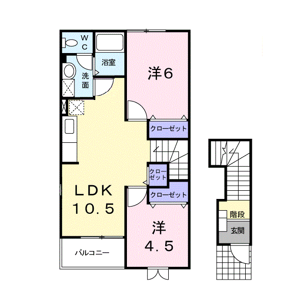 岡山電軌清輝橋線 清輝橋駅 徒歩35分 2階建 築22年(2LDK/2階)の間取り写真