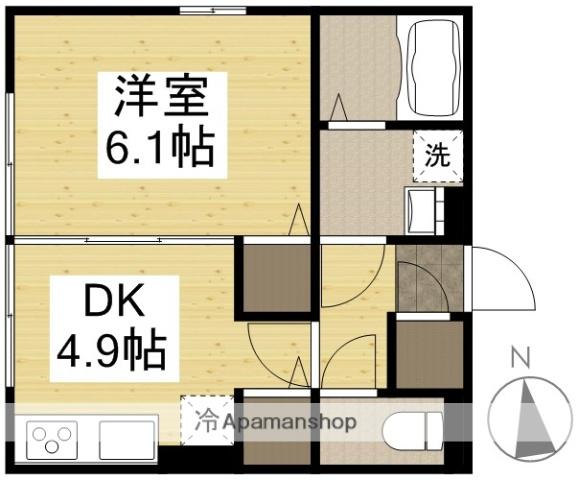 プレスト(1DK/2階)の間取り写真