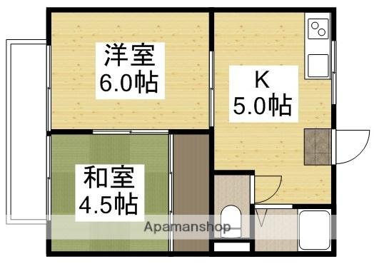 コーポ山陽(2K/1階)の間取り写真