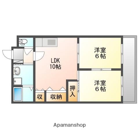 第二大興ビル(2LDK/3階)の間取り写真