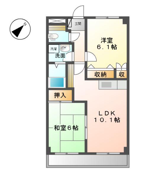 サンピア大福(2LDK/2階)の間取り写真