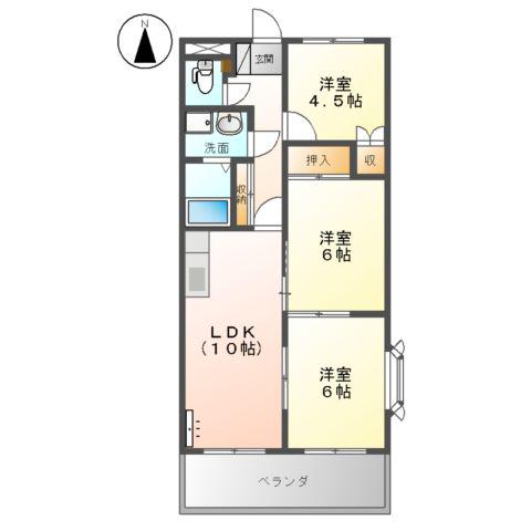 マーヴェラスパレス2(3LDK/3階)の間取り写真