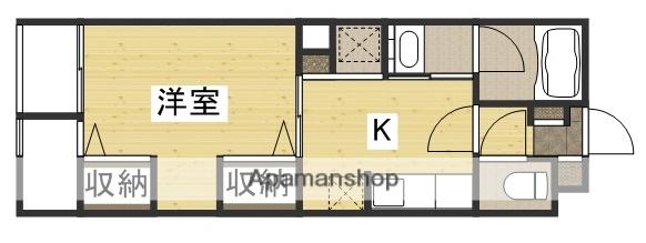 スカイコートⅡ(1K/4階)の間取り写真
