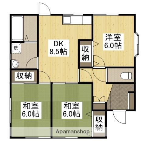 宇野線 備前西市駅 徒歩58分 1階建 築30年(3DK)の間取り写真