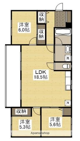 サウスウインドⅢ号館(3LDK/2階)の間取り写真