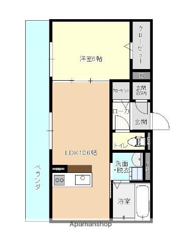 ル・シェル中庄Ⅰ(1LDK/1階)の間取り写真