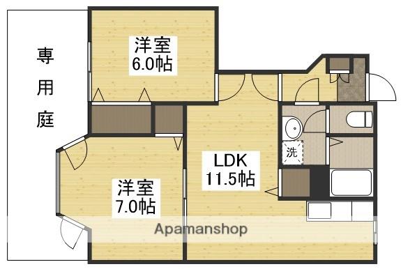 クレストール牟佐(2LDK/1階)の間取り写真